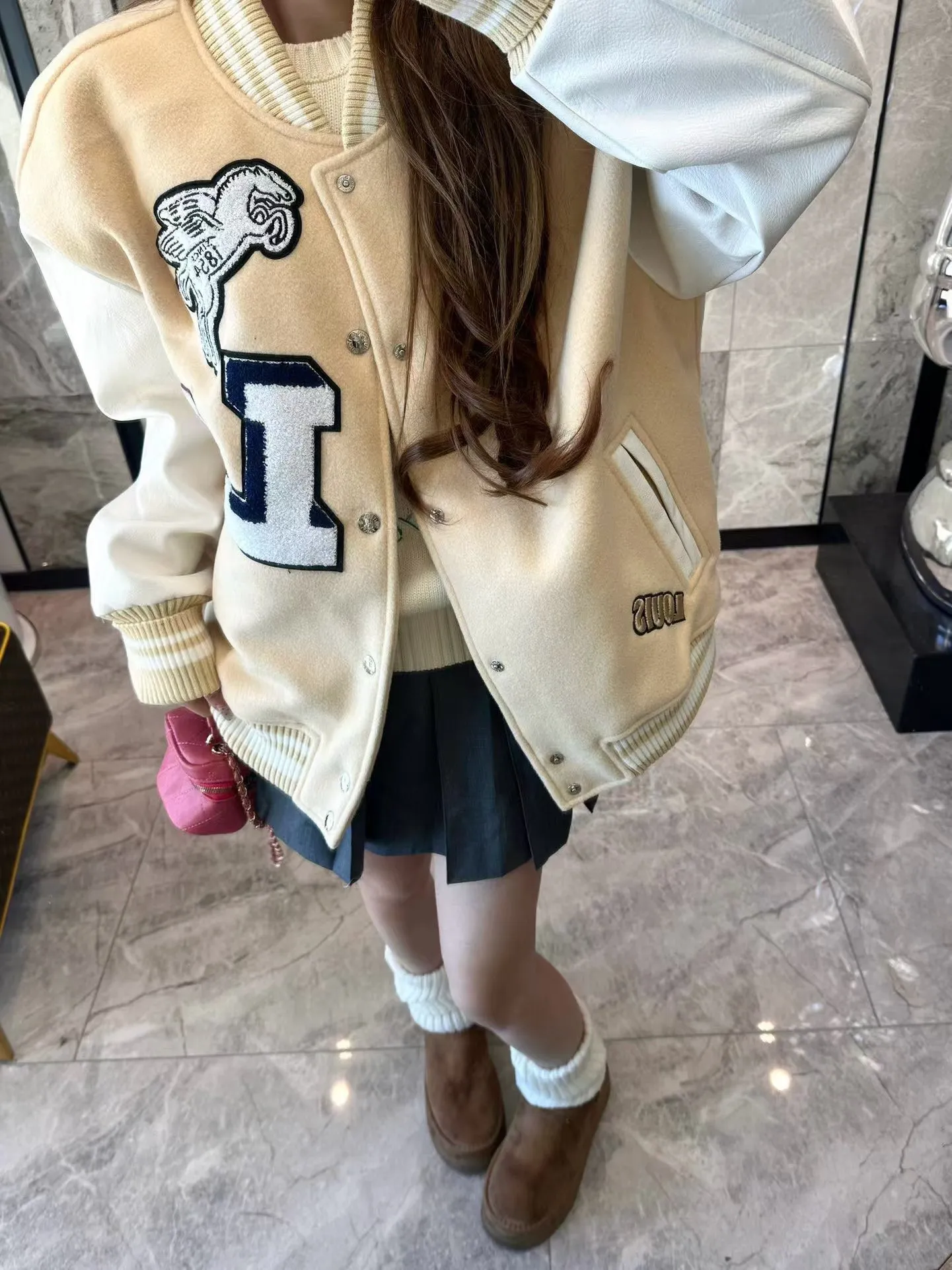 Louis Vuitton/Louis Vuitton 24Fw Pegasus towel embroidered baseball jacket